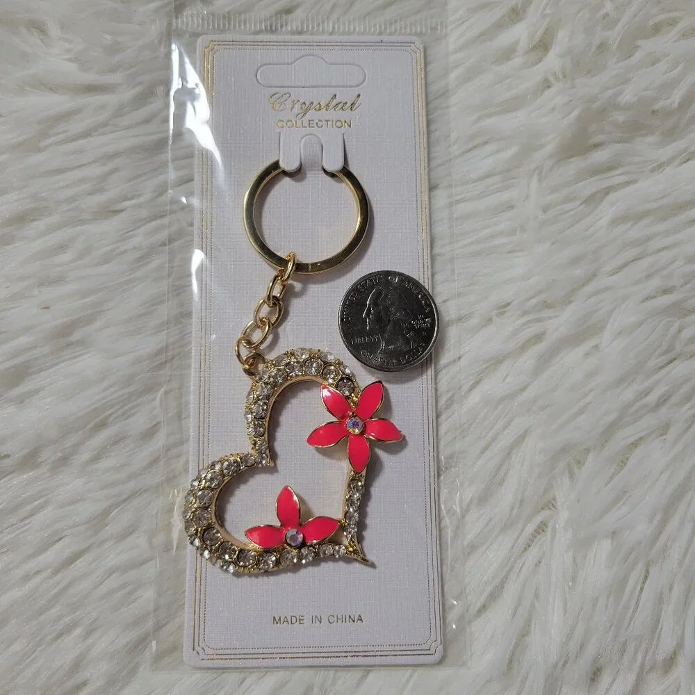 Crystal Collection Floral Heart Keychain